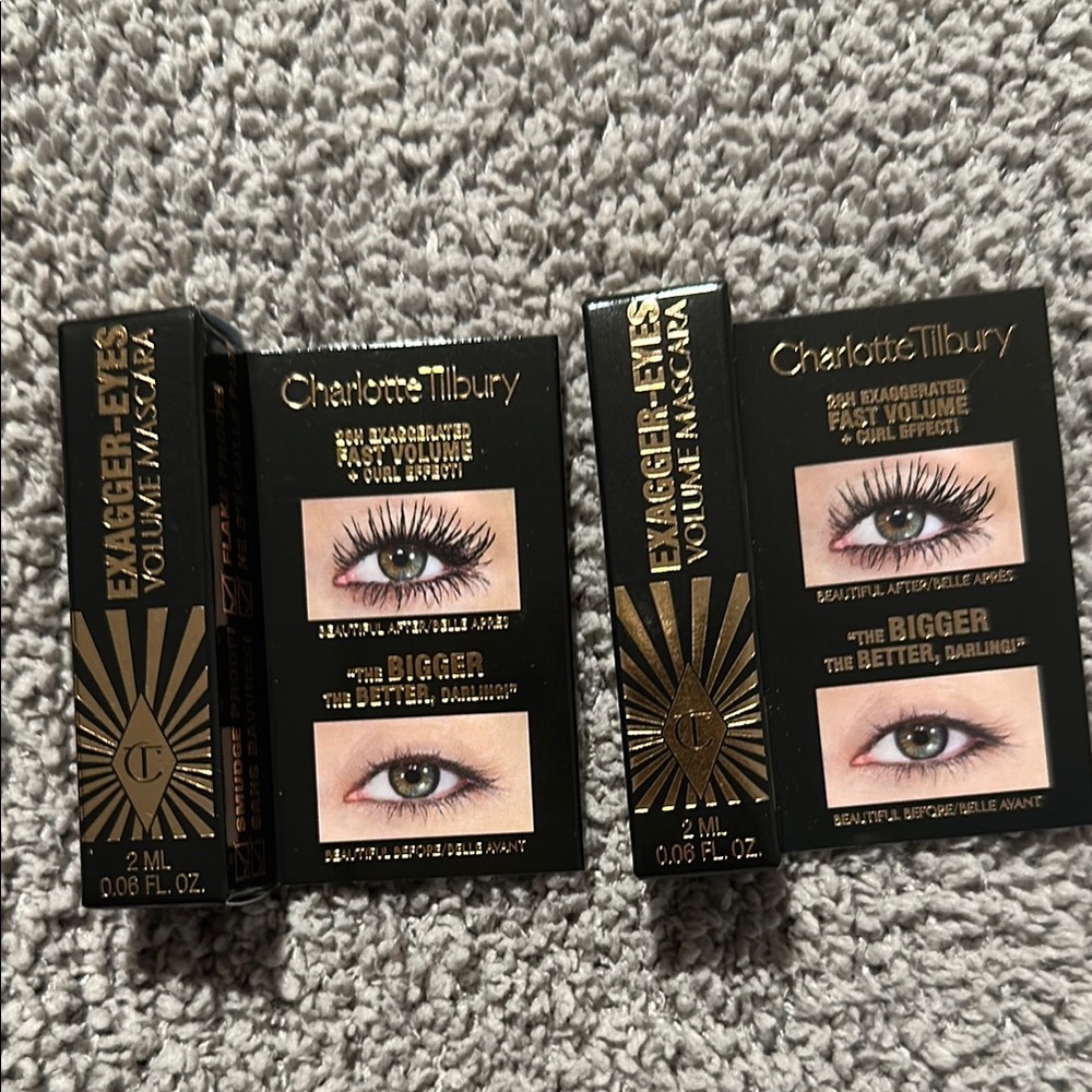 NWT (2) 2ml/0.06 fl. oz. Charlotte Tilbury Exagger-Eyes Volume Mascara - Black